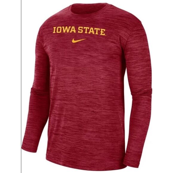 Nike Iowa State Cyclones Red Velocity Team Issue Long Sleeve T-Shirt L - Picture 1 of 7